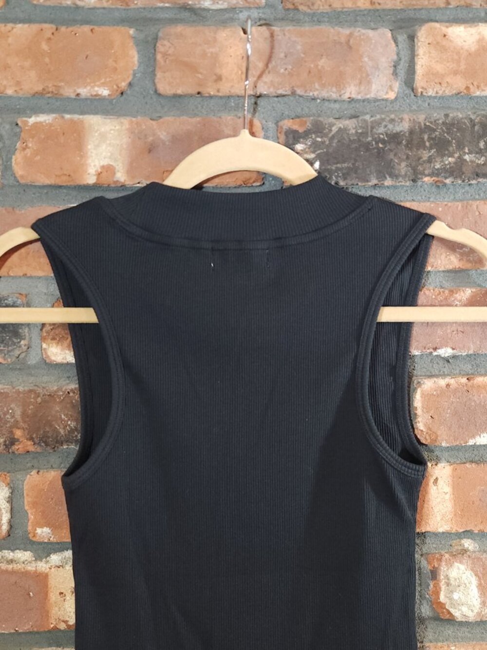 Nation Joan Ribbed Mock Neck Tank Top in Black 90s Minimalist Chic Women's S - Picture 9 of 10